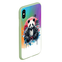 Чехол iPhone XS Max матовый Panda samurai - Japan, цвет: 3D-салатовый — фото 2