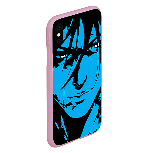 Чехол iPhone XS Max матовый Лицо самурая в стиле манга - manga guy / 3D-Розовый – фото 2