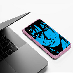 Чехол iPhone XS Max матовый Лицо самурая в стиле манга - manga guy, цвет: 3D-розовый — фото 2