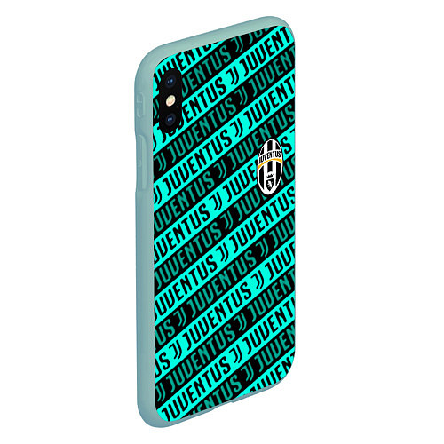 Чехол iPhone XS Max матовый Juventus pattern logo steel / 3D-Мятный – фото 2