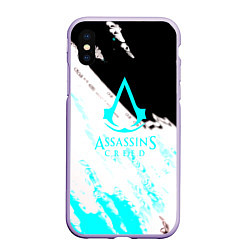 Чехол iPhone XS Max матовый Assassins Creed краски текстура, цвет: 3D-светло-сиреневый