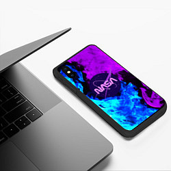 Чехол iPhone XS Max матовый NASA neon flame, цвет: 3D-черный — фото 2