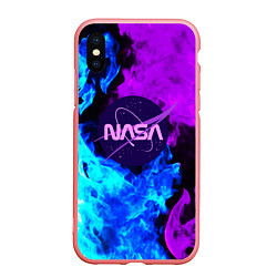 Чехол iPhone XS Max матовый NASA neon flame, цвет: 3D-баблгам