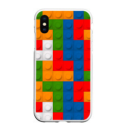 Чехол iPhone XS Max матовый Блоки цветового конструктора, цвет: 3D-белый