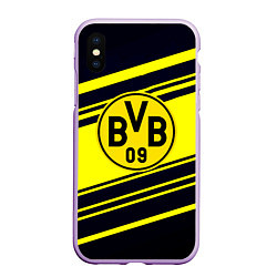 Чехол iPhone XS Max матовый Borussia sport geometry, цвет: 3D-сиреневый