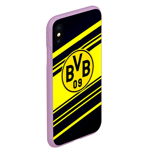 Чехол iPhone XS Max матовый Borussia sport geometry / 3D-Сиреневый – фото 2