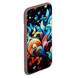 Чехол iPhone XS Max матовый Бабочки и цветы в ночи - фантазия, цвет: 3D-коричневый — фото 2