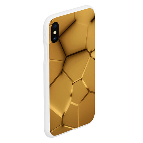 Чехол iPhone XS Max матовый Золотые неоновые плиты в разломе / 3D-Белый – фото 2