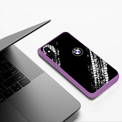 Чехол iPhone XS Max матовый BMW : автомобильные текстуры шин, цвет: 3D-фиолетовый — фото 2