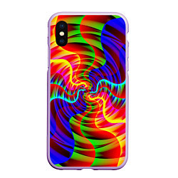 Чехол iPhone XS Max матовый Абстрактные волнистые линии, цвет: 3D-сиреневый