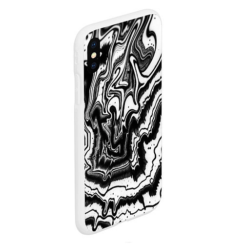 Чехол iPhone XS Max матовый Черно-белая абстракция суминагаши / 3D-Белый – фото 2