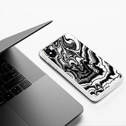 Чехол iPhone XS Max матовый Черно-белая абстракция суминагаши, цвет: 3D-белый — фото 2