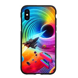 Чехол iPhone XS Max матовый Полёт к чёрной дыре - нейросеть, цвет: 3D-черный