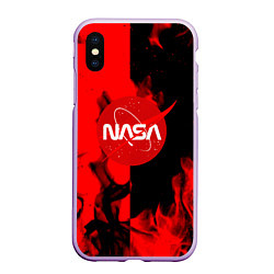 Чехол iPhone XS Max матовый NASA красный огонь, цвет: 3D-сиреневый