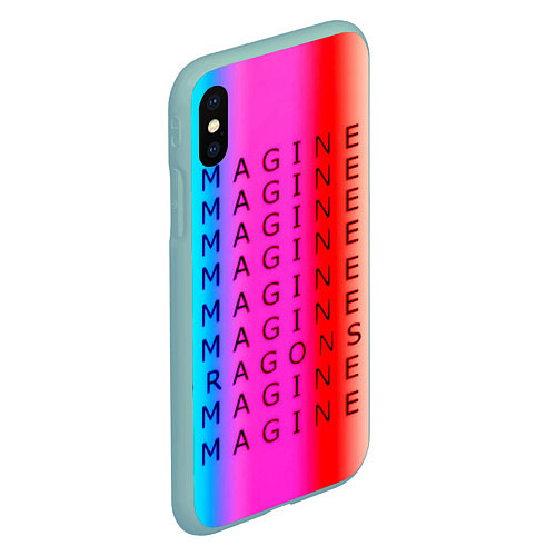Чехол iPhone XS Max матовый Imagine Dragons neon rock / 3D-Мятный – фото 2