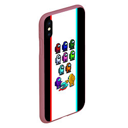Чехол iPhone XS Max матовый Among us line, цвет: 3D-малиновый — фото 2