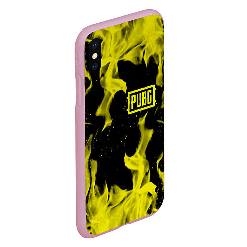 Чехол iPhone XS Max матовый PUBG жёлтый огонь / 3D-Розовый – фото 2