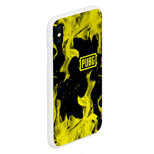 Чехол iPhone XS Max матовый PUBG жёлтый огонь / 3D-Белый – фото 2