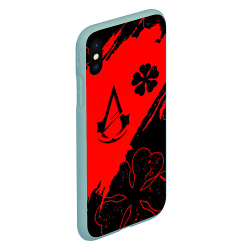 Чехол iPhone XS Max матовый Assassins Creed logo clewer / 3D-Мятный – фото 2