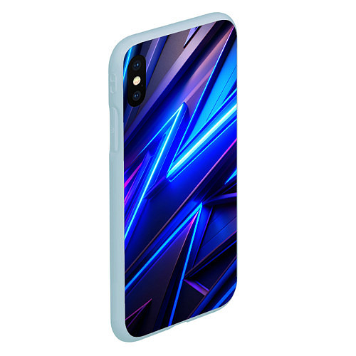 Чехол iPhone XS Max матовый Яркие неоновые геометрические линии / 3D-Голубой – фото 2