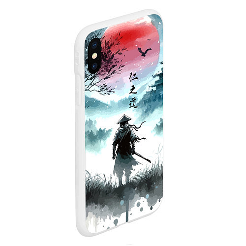 Чехол iPhone XS Max матовый Japanese samurai - ghost of Tsushima / 3D-Белый – фото 2
