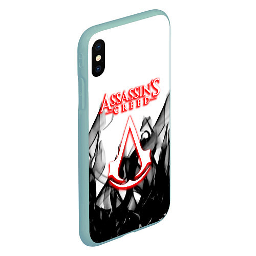 Чехол iPhone XS Max матовый Assassins Creed огненное лого гейм / 3D-Мятный – фото 2