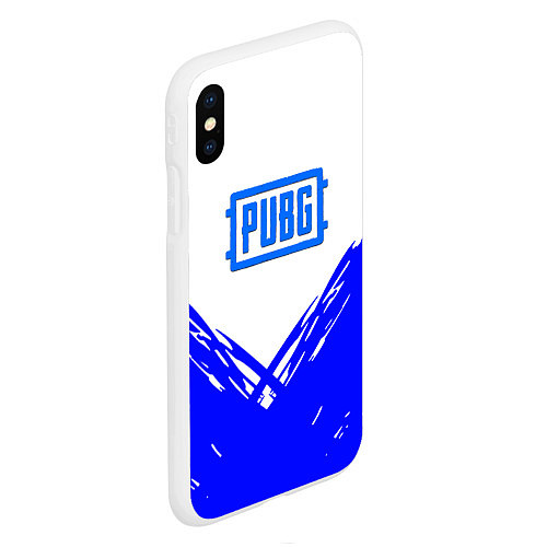 Чехол iPhone XS Max матовый PUBG синие краски / 3D-Белый – фото 2