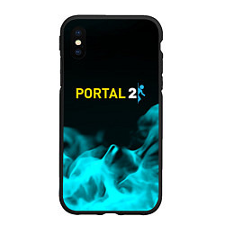 Чехол iPhone XS Max матовый Portal fire blue, цвет: 3D-черный