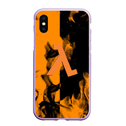 Чехол iPhone XS Max матовый Half life fire orange, цвет: 3D-сиреневый