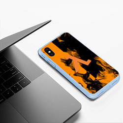 Чехол iPhone XS Max матовый Half life fire orange, цвет: 3D-голубой — фото 2