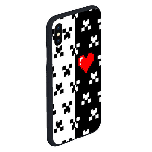 Чехол iPhone XS Max матовый Minecraft pattern love / 3D-Черный – фото 2