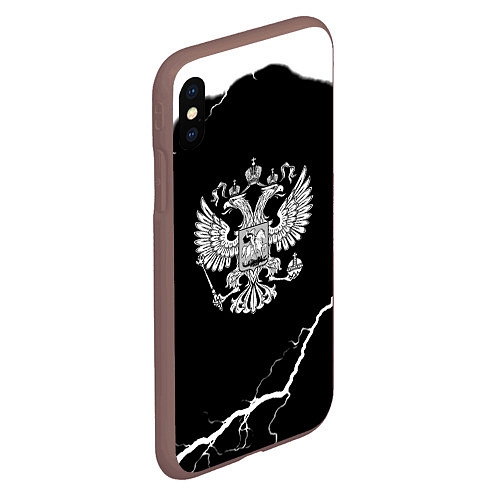 Чехол iPhone XS Max матовый Герб РФ шторм / 3D-Коричневый – фото 2