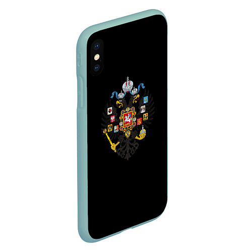 Чехол iPhone XS Max матовый Имперский герб России / 3D-Мятный – фото 2