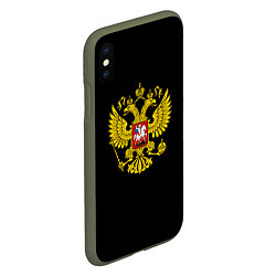 Чехол iPhone XS Max матовый Герб РФ gold, цвет: 3D-темно-зеленый — фото 2