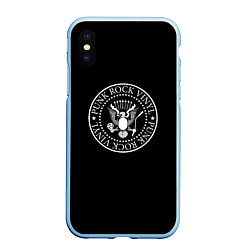 Чехол iPhone XS Max матовый Ramones logo rock, цвет: 3D-голубой