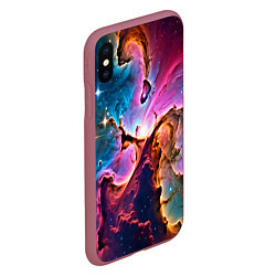 Чехол iPhone XS Max матовый Космос и сияние звезд, цвет: 3D-малиновый — фото 2