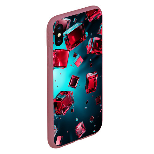 Чехол iPhone XS Max матовый Взрыв из камней / 3D-Малиновый – фото 2