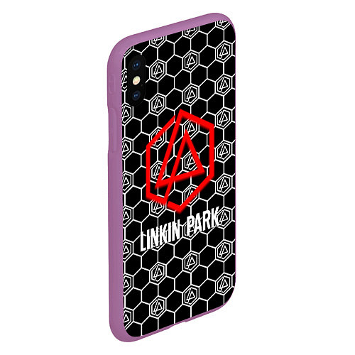 Чехол iPhone XS Max матовый Linkin park logo pattern / 3D-Фиолетовый – фото 2