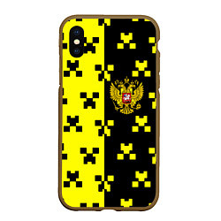 Чехол iPhone XS Max матовый Minecraft Russia, цвет: 3D-коричневый