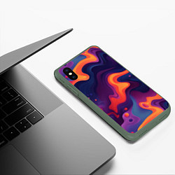 Чехол iPhone XS Max матовый Неоновый спектр, цвет: 3D-темно-зеленый — фото 2