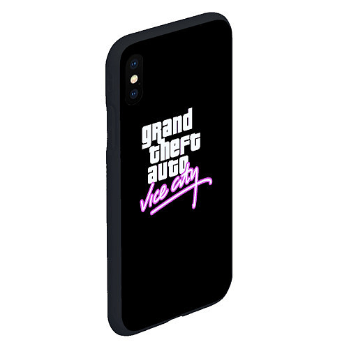 Чехол iPhone XS Max матовый GTA vice city logo / 3D-Черный – фото 2