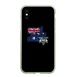 Чехол iPhone XS Max матовый GTA 5 London, цвет: 3D-салатовый