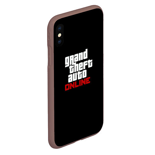 Чехол iPhone XS Max матовый GTA online logo / 3D-Коричневый – фото 2