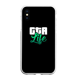 Чехол iPhone XS Max матовый GTA life logo, цвет: 3D-белый