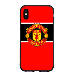 Чехол iPhone XS Max матовый Манчестер Юнайтед полосы, цвет: 3D-черный