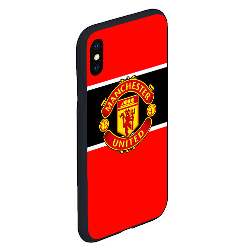 Чехол iPhone XS Max матовый Манчестер Юнайтед полосы / 3D-Черный – фото 2