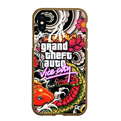 Чехол iPhone XS Max матовый GTA vice city yakudza, цвет: 3D-коричневый