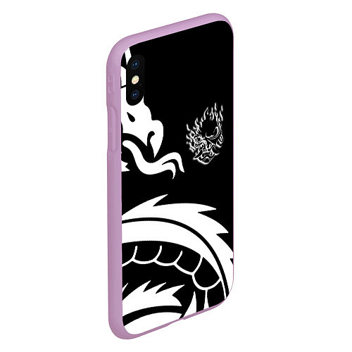 Чехол iPhone XS Max матовый Samurai dragon steel japan / 3D-Сиреневый – фото 2