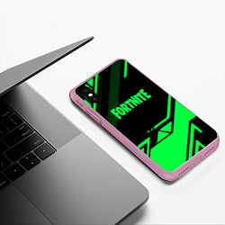 Чехол iPhone XS Max матовый Fortnite geometry green, цвет: 3D-розовый — фото 2