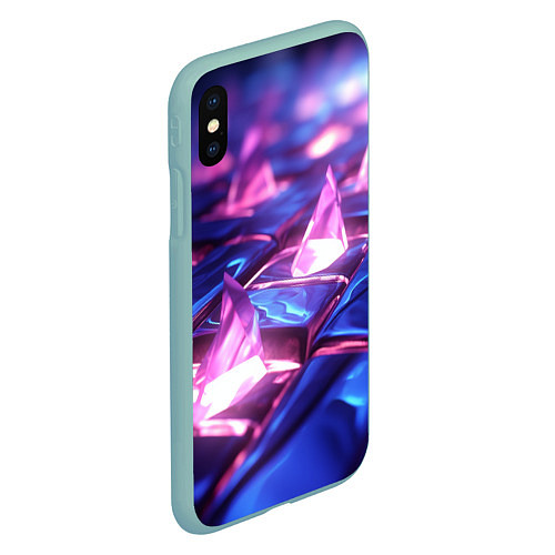 Чехол iPhone XS Max матовый Абстракция из блестящих камней и плит / 3D-Мятный – фото 2